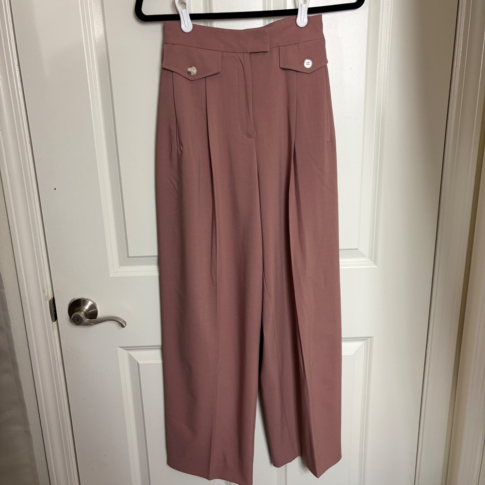 Topshop Dusty Rose High Waisted Wide Leg Trouser Pants Pink Size US 2